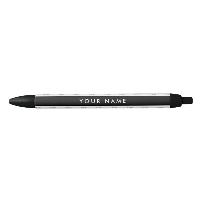 Red Roses, Pattern Of Roses, Your Name Pen (Front)