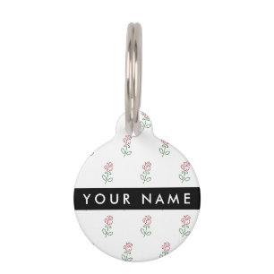 Red Roses, Pattern Of Roses, Your Name Pet ID Tag