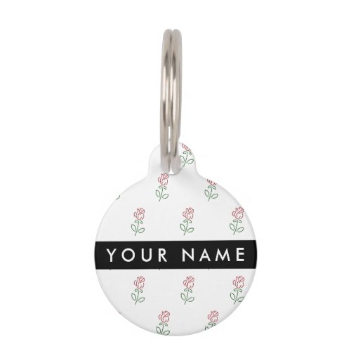 Red Roses Pattern Of Roses Your Name Pet ID Tag