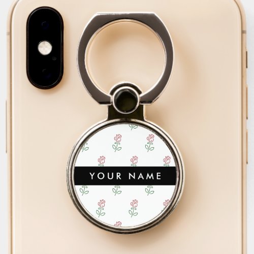 Red Roses Pattern Of Roses Your Name Phone Ring Stand