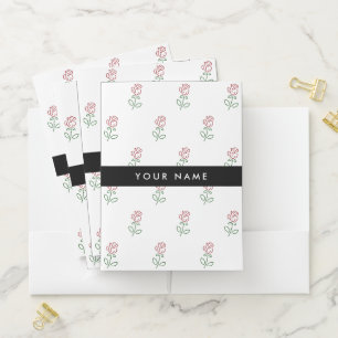 Red Roses, Pattern Of Roses, Your Name Pocket Folder