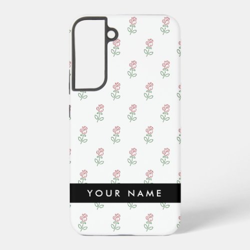 Red Roses Pattern Of Roses Your Name Samsung Galaxy S22 Case