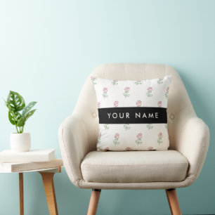 Red Roses, Pattern Of Roses, Your Name Throw Pillow