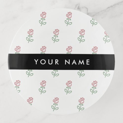 Red Roses Pattern Of Roses Your Name Trinket Tray