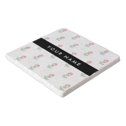 Red Roses Pattern Of Roses Your Name Trivet