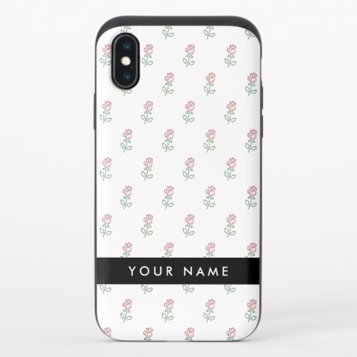 Red Roses Pattern Of Roses Your Name iPhone XS Slider Case