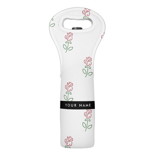 Red Roses Pattern Of Roses Your Name Wine Bag