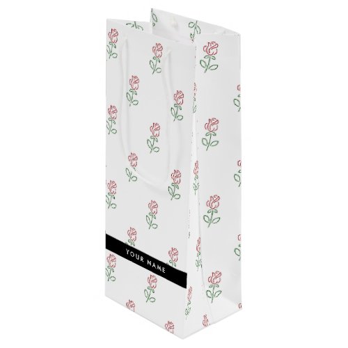 Red Roses Pattern Of Roses Your Name Wine Gift Bag