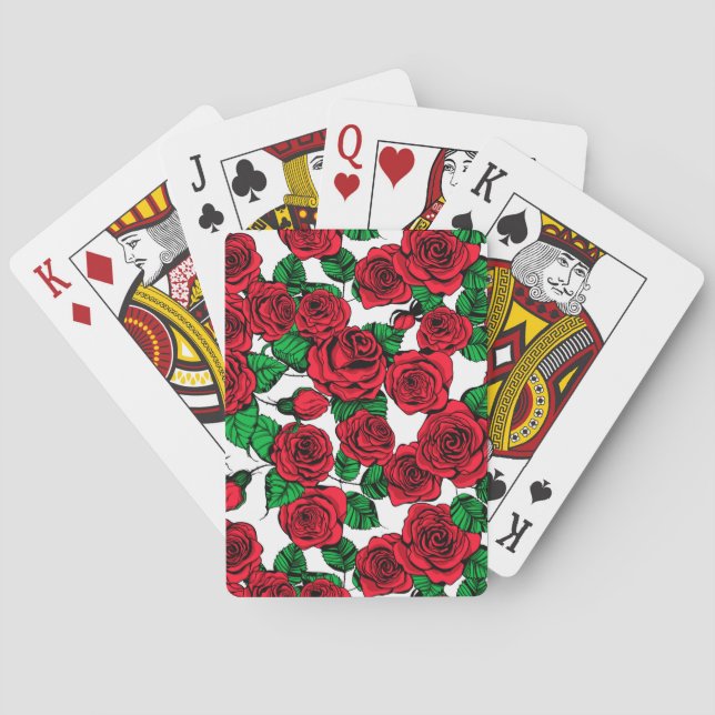Red roses pattern poker cards (Back)
