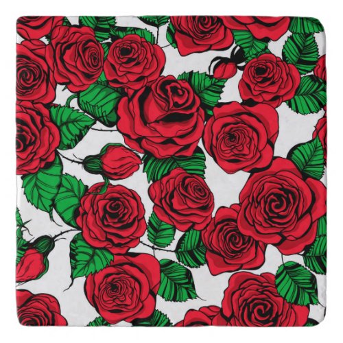Red roses pattern trivet