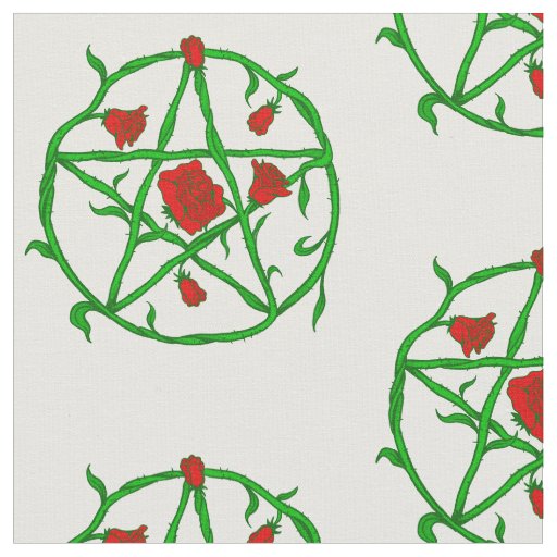 red roses pentagram goth gothic wiccan fabric