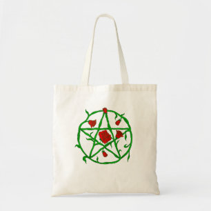 red roses pentagram goth gothic wiccan tote bag