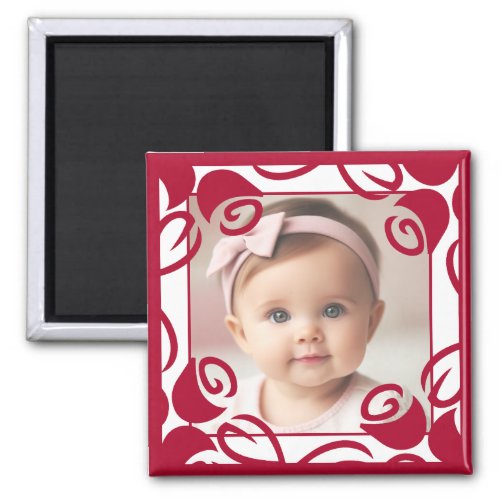 Red Roses Personalized Baby Photo Magnet