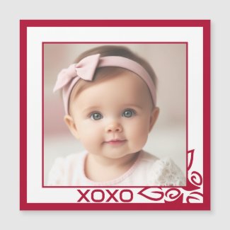 Red Roses Personalized Baby Photo Magnetic Card