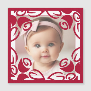 Red Roses Personalized Baby Photo Magnetic Card