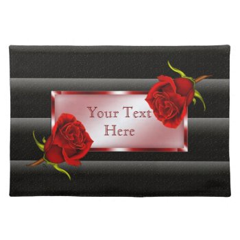 Red Roses Personalized Cloth Placemat by karlajkitty at Zazzle