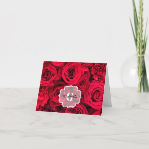 Red Roses Personalized Note Card