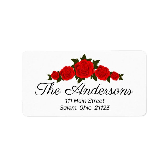 Red Roses Personalized Return Address Labels (Front)