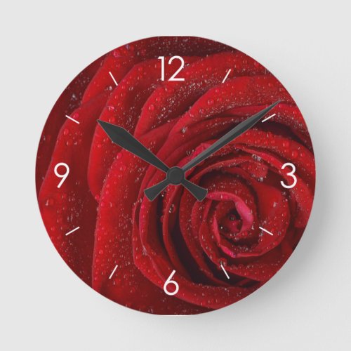 Red Roses Personalized Round Clock
