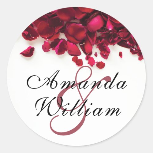Red Roses  Personalized Wedding Classic Round Sticker