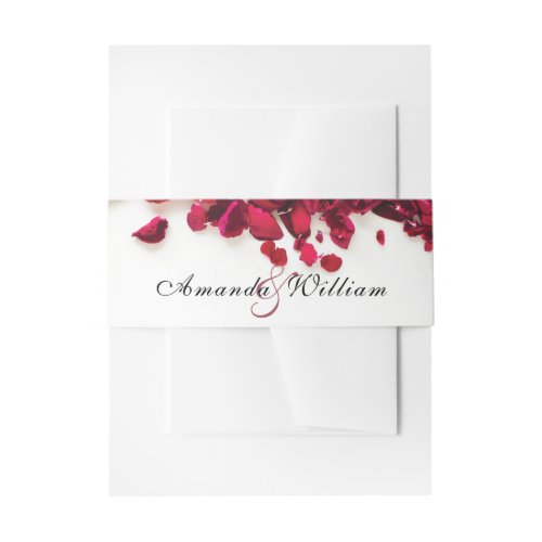 Red Roses Personalized Wedding Invitation Belly Band