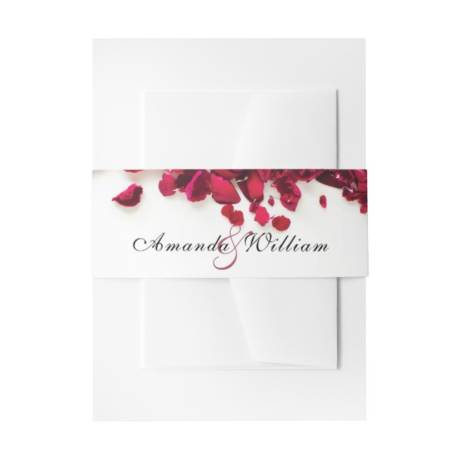 Red Roses Personalized Wedding Invitation Belly Band (Front Example)
