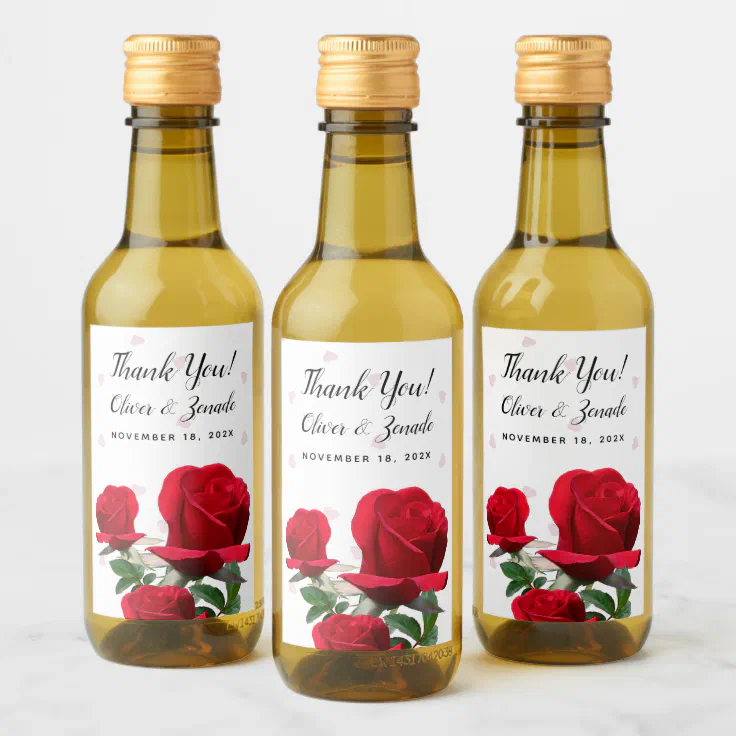 Red Roses Personalized Wedding Wine Label | Zazzle