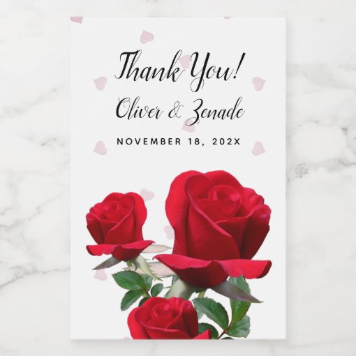 Red Roses Personalized Wedding Wine Label | Zazzle