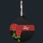 Red Roses Pet Tag<br><div class="desc">This design features red roses. The TEXT can be customized with your own pet's name and address. You can find other colorful roses in my store.
original artwork ©delightful-doodles.com</div>
