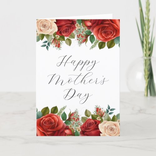 Red Roses Photo Happy Mothers Day Card