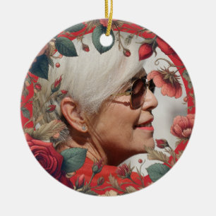 Red Roses PHOTO Memorial Keepsake Sentimental Ceramic Ornament