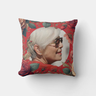 Red Roses PHOTO Memorial Keepsake Sentimental Throw Pillow