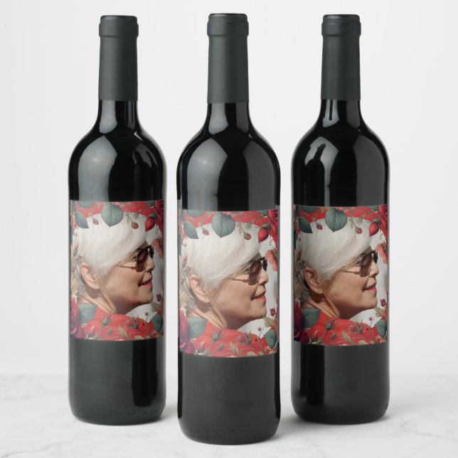 Red Roses PHOTO Memorial Keepsake Sentimental Wine Label (Bottles)