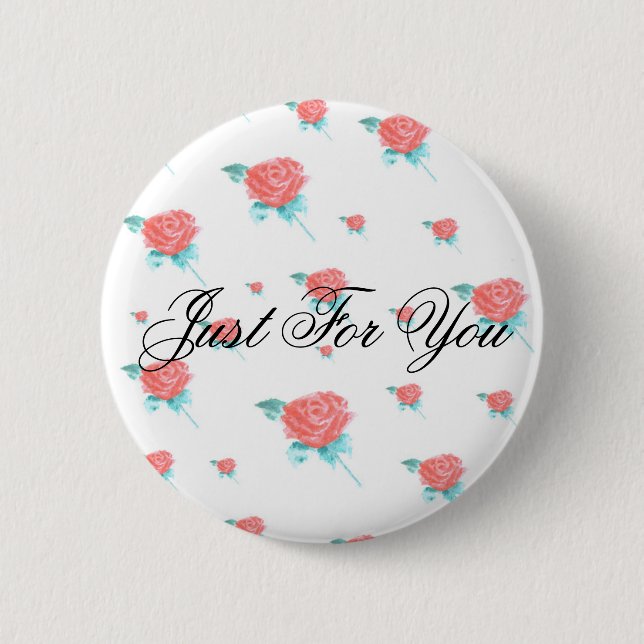 Red Roses Pinback Button (Front)