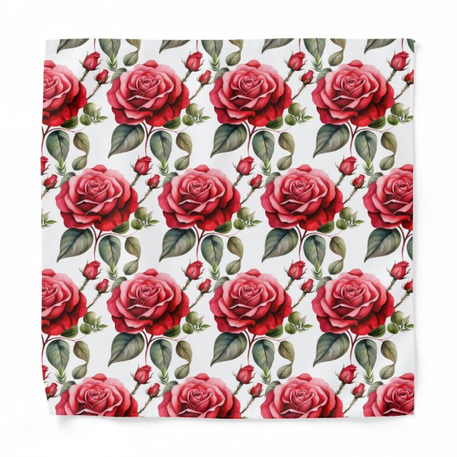 Red Roses Pocket Square Bandana (Front)