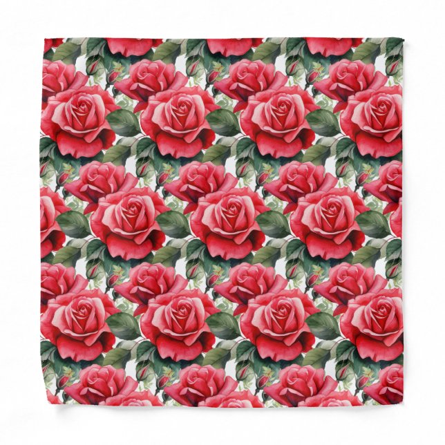 Red Roses Pocket Square Bandana (Front)