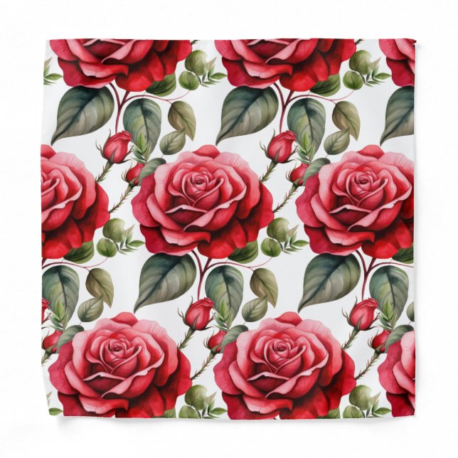 Red Roses Pocket Square Bandana (Front)