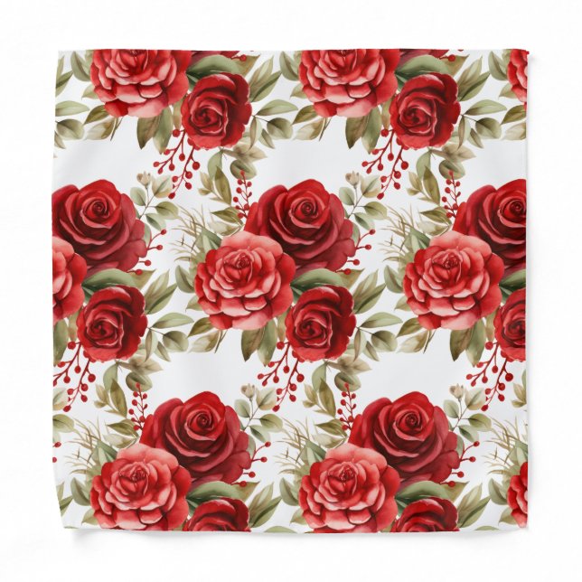 Red Roses Pocket Square Bandana (Front)