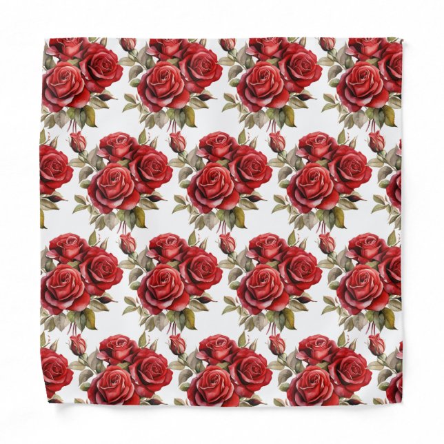 Red Roses Pocket Square Bandana (Front)
