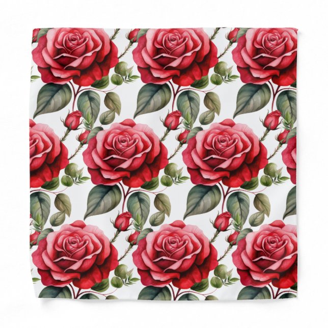 Red Roses Pocket Square (Part of Set) RED100 Bandana (Front)