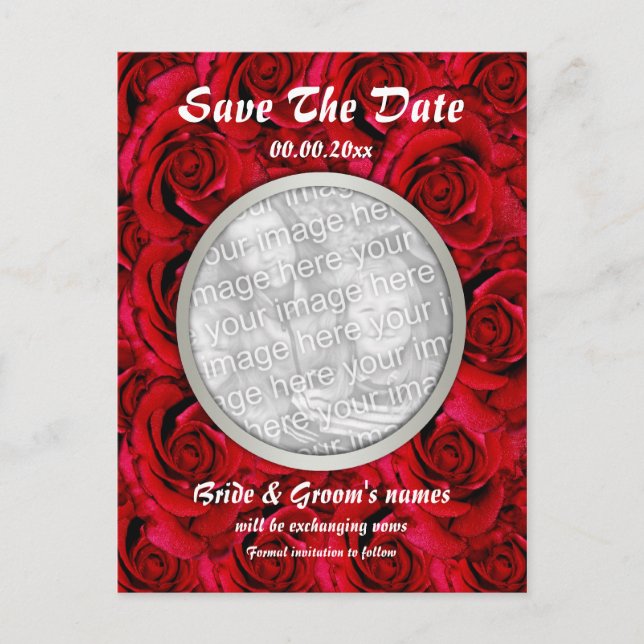 Red roses postcards template - customizable (Front)