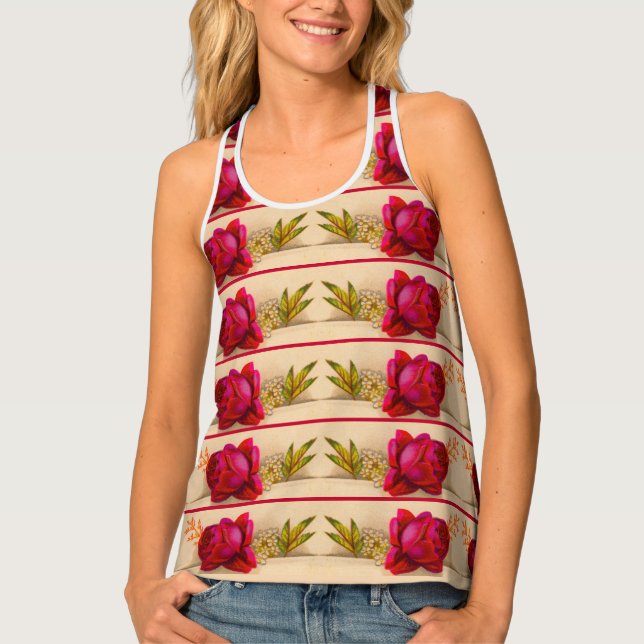 red roses print tank top (Front)