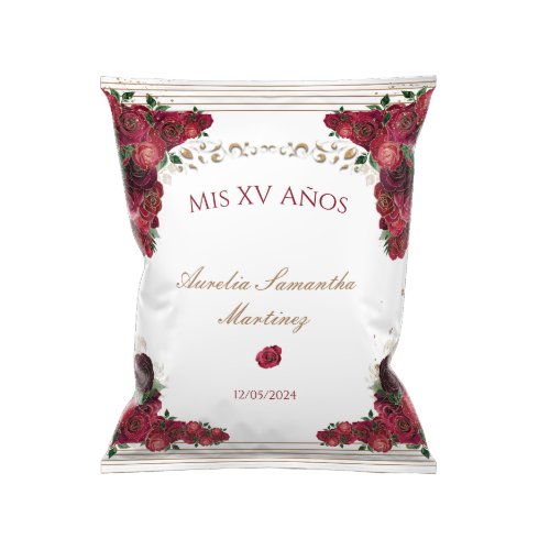 Red Roses Quinceaera Chip Bag Wrapper