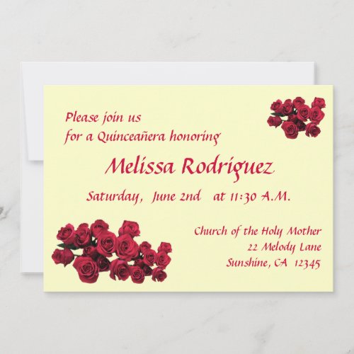 Red Roses Quinceanera Invites