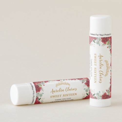 Red Roses Quinceanera Sweet 16 Birthday Favor Lip Balm