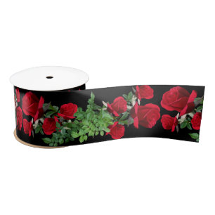 Red Roses Real Flowers Wedding Ribbon