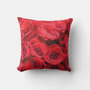 Red Roses red floral red flowers Throw Pillow