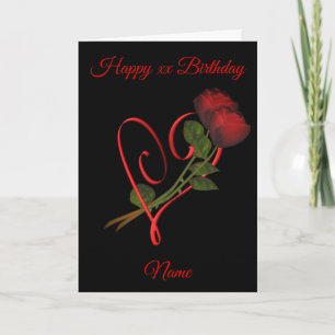 Red Roses Red Heart Personalized Birthday  Card