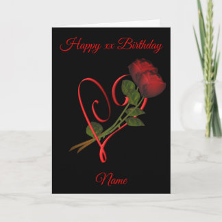 Red Roses Red Heart Personalized Birthday  Card