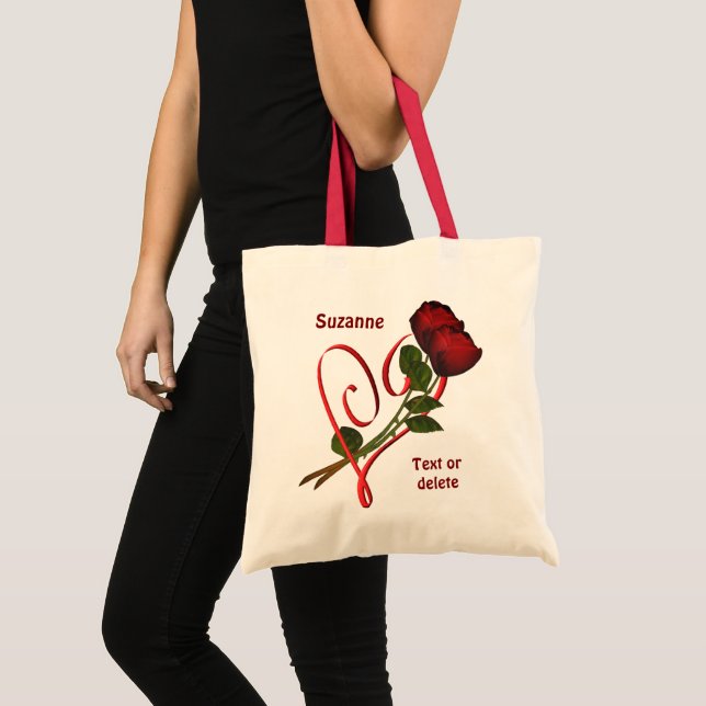 Red Roses Red Heart Personalized Tote Bag (Front (Product))